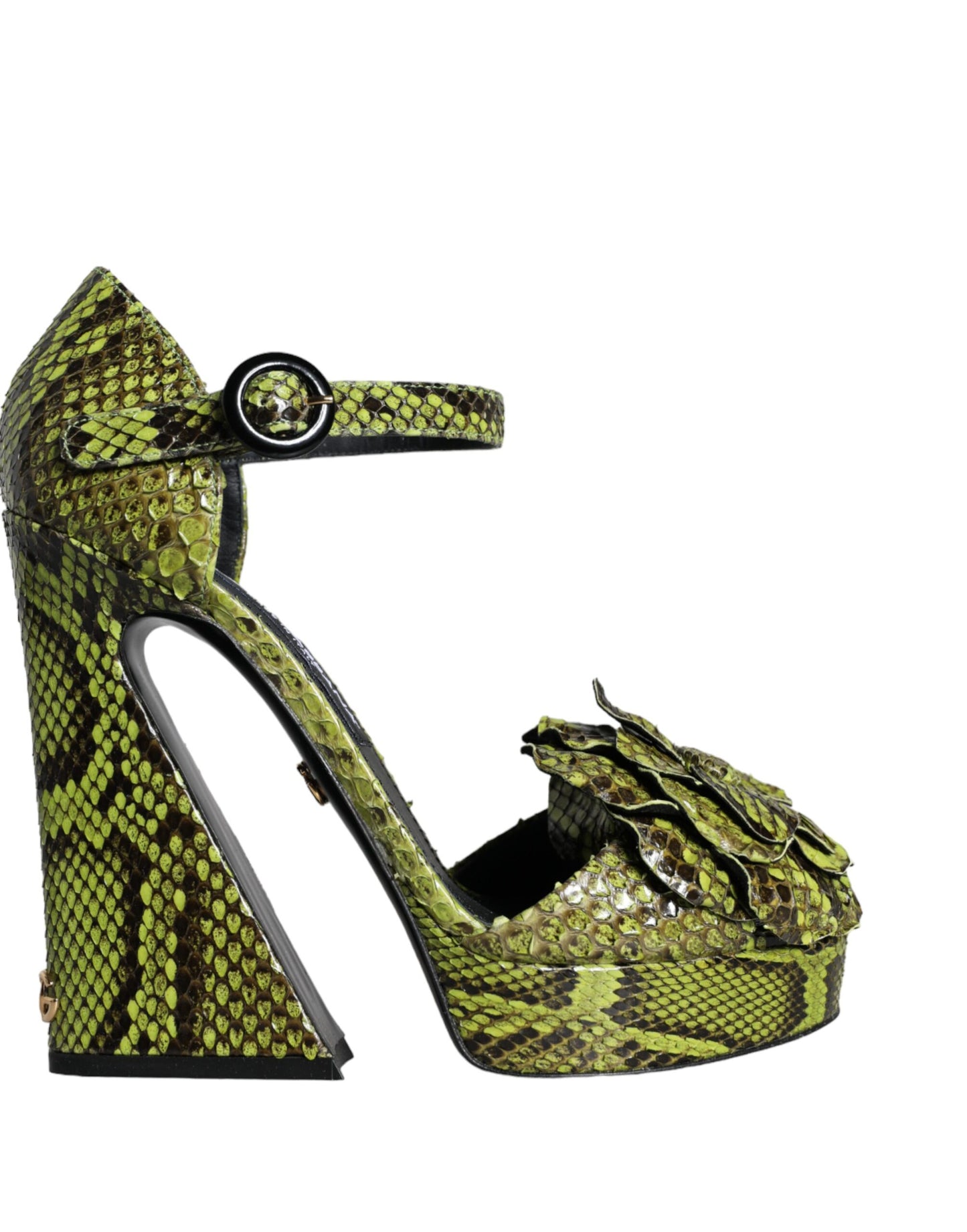 Dolce &amp; Gabbana Grüne Exotisches Leder Knöchelriemen Heels Sandalen Schuhe