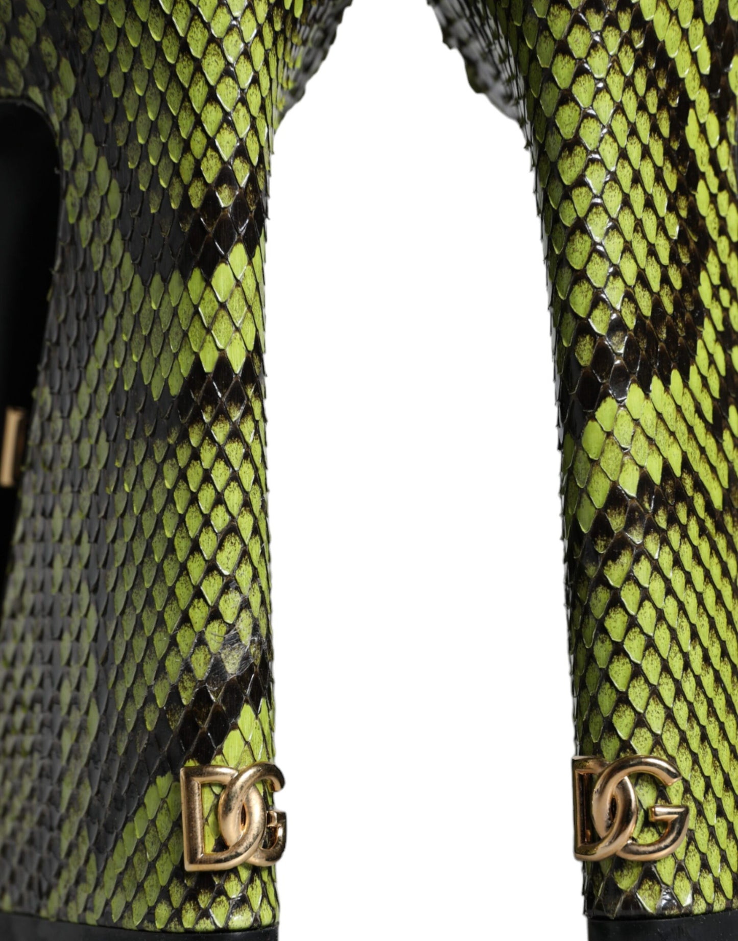 Dolce &amp; Gabbana Grüne Exotisches Leder Knöchelriemen Heels Sandalen Schuhe