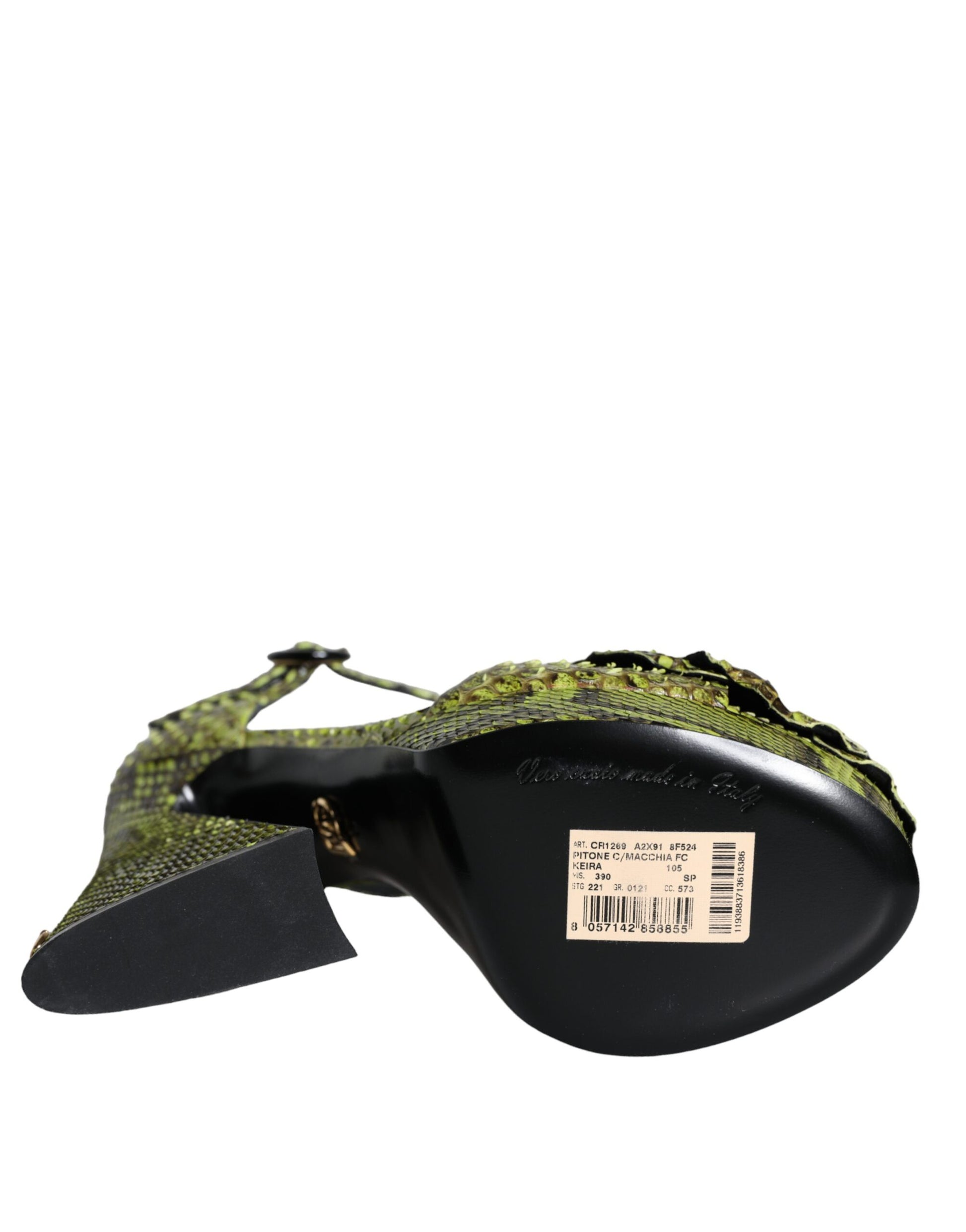 Dolce &amp; Gabbana Grüne Exotisches Leder Knöchelriemen Heels Sandalen Schuhe