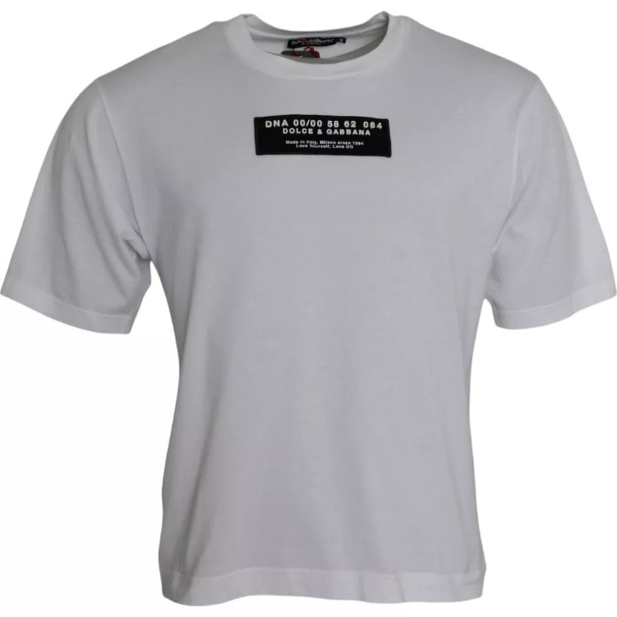 Dolce & Gabbana Weißes Baumwoll-DG-Applikation-T-Shirt für Herren