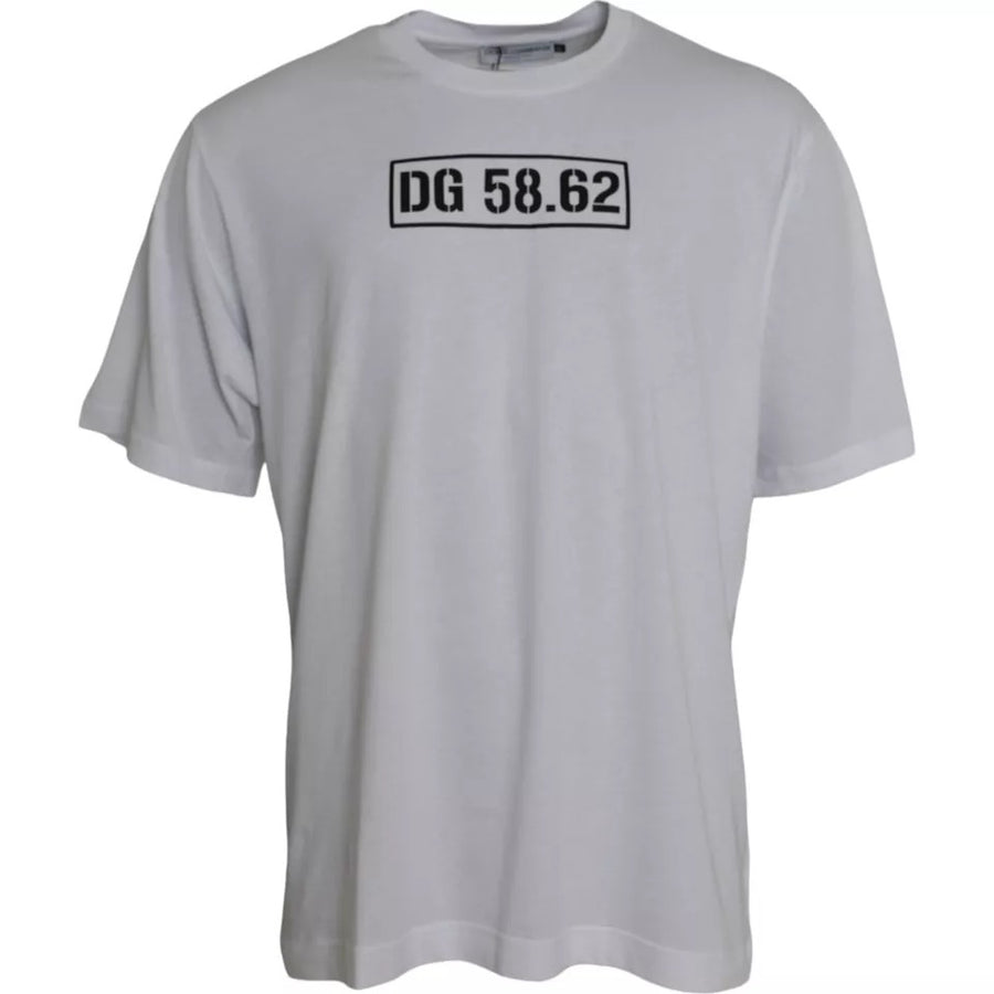 Dolce & Gabbana – Weißes T-Shirt mit Rundhalsausschnitt und kurzen Ärmeln und Logo