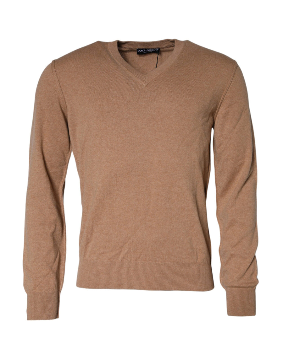 Dolce & Gabbana – Pullover aus Kaschmirstrick mit V-Ausschnitt in Braun