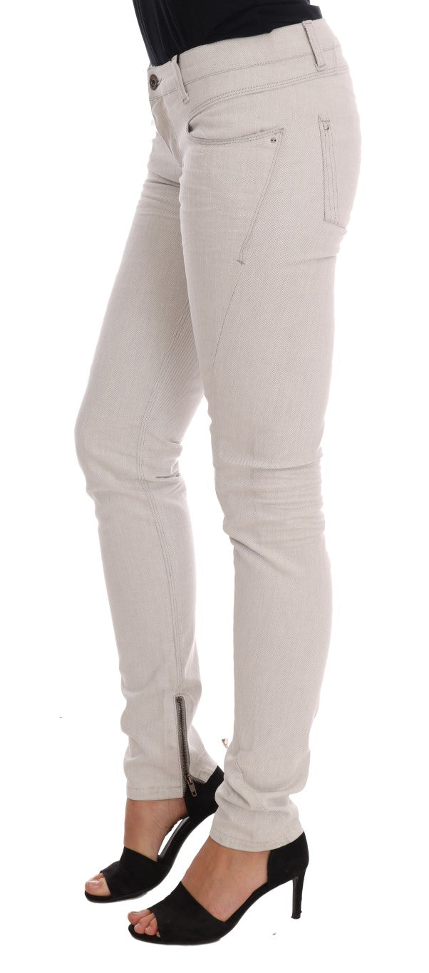 Costume National – Weiße Slim-Jeans aus Baumwollstretch