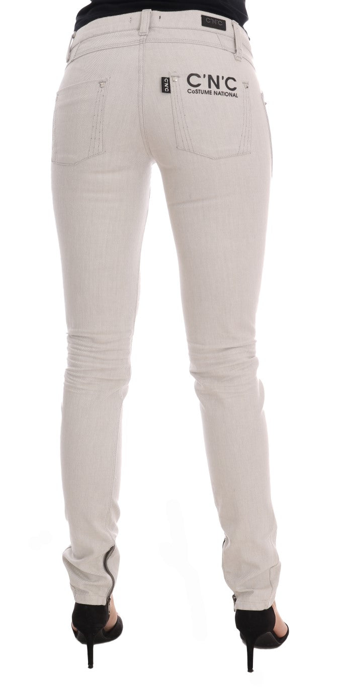 Costume National – Weiße Slim-Jeans aus Baumwollstretch