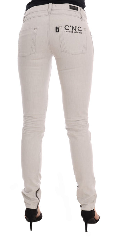 Costume National – Weiße Slim-Jeans aus Baumwollstretch