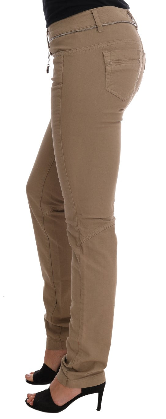 Costume National Slim Fit Jeans aus Baumwollstretch in Beige