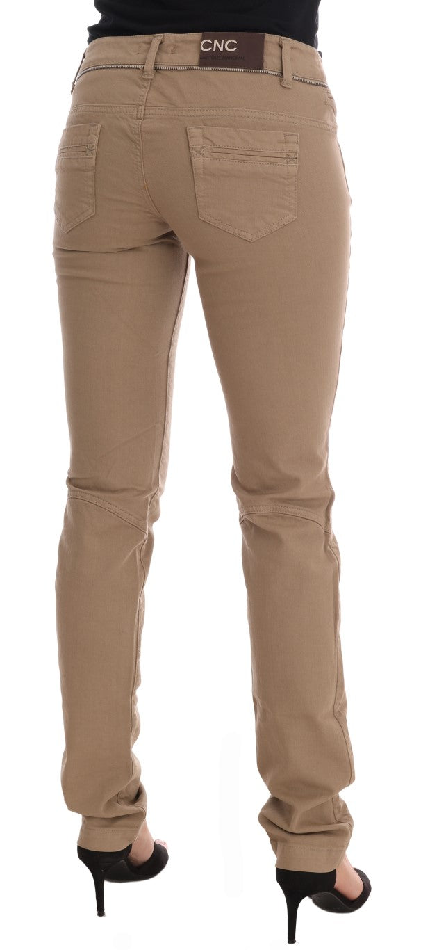 Costume National Slim Fit Jeans aus Baumwollstretch in Beige