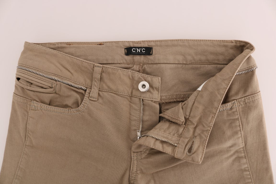 Costume National Slim Fit Jeans aus Baumwollstretch in Beige