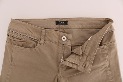 Costume National Slim Fit Jeans aus Baumwollstretch in Beige