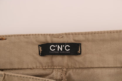 Costume National Slim Fit Jeans aus Baumwollstretch in Beige