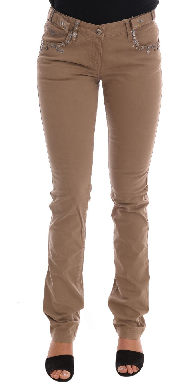 Costume National Slim Fit Jeans aus Baumwollstretch in Beige