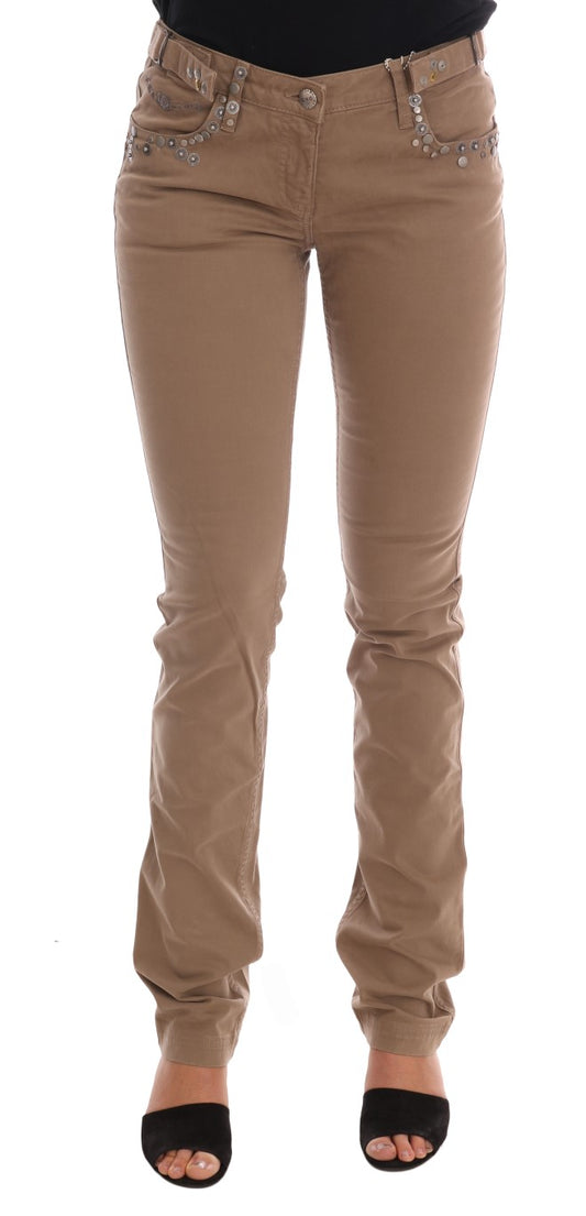 Costume National Slim Fit Jeans aus Baumwollstretch in Beige