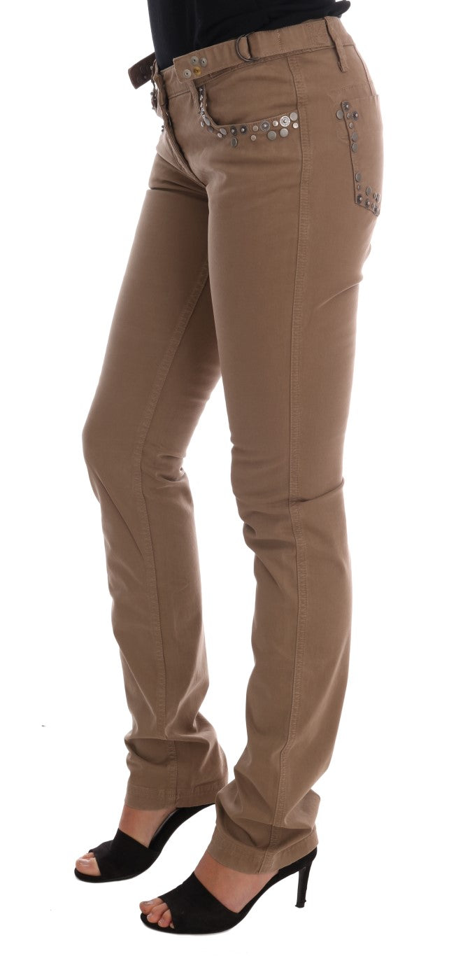 Costume National Slim Fit Jeans aus Baumwollstretch in Beige