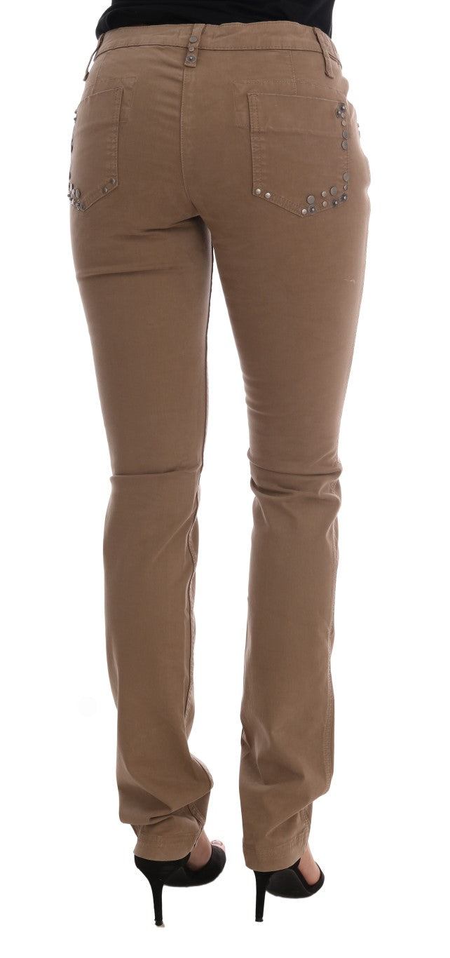 Costume National Slim Fit Jeans aus Baumwollstretch in Beige