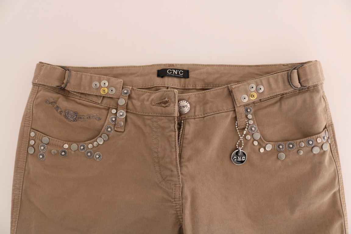 Costume National Slim Fit Jeans aus Baumwollstretch in Beige