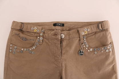 Costume National Slim Fit Jeans aus Baumwollstretch in Beige