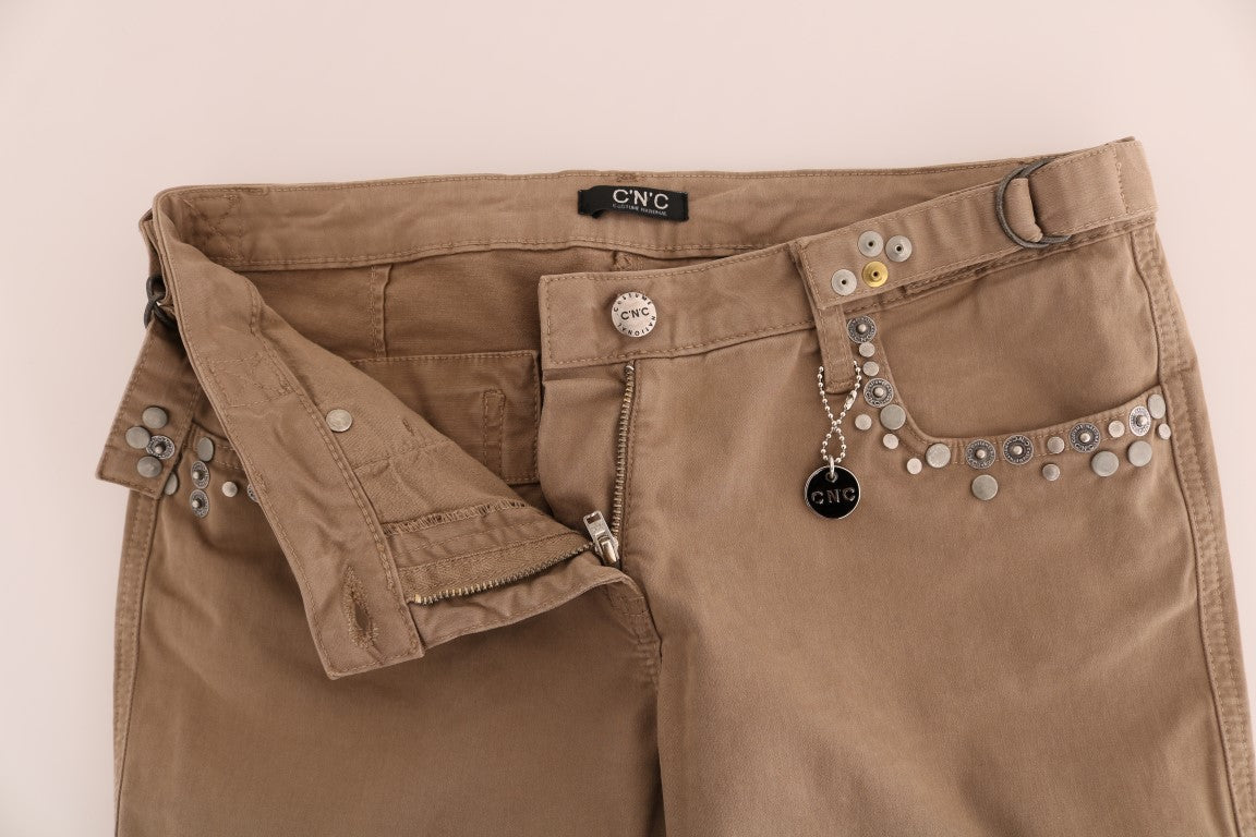 Costume National Slim Fit Jeans aus Baumwollstretch in Beige