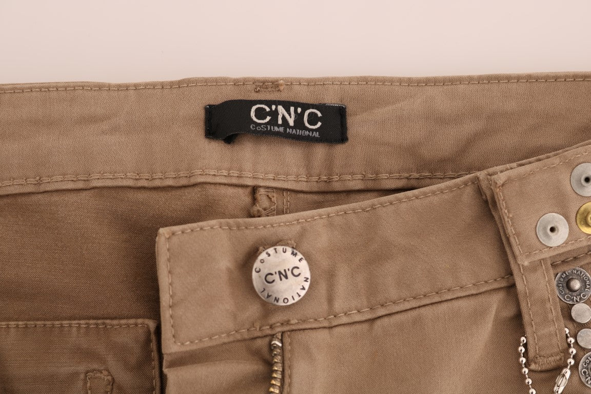 Costume National Slim Fit Jeans aus Baumwollstretch in Beige