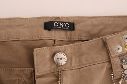 Costume National Slim Fit Jeans aus Baumwollstretch in Beige