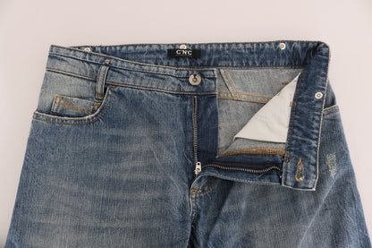 Costume National – Blaue Stretch-Jeans aus Baumwolldenim