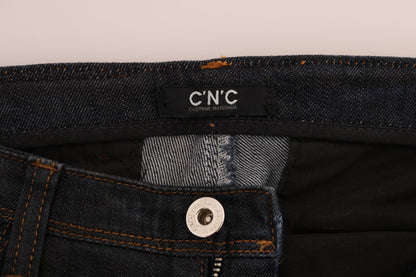 Costume National Dunkelblaue Slim Fit-Jeans aus Baumwolle
