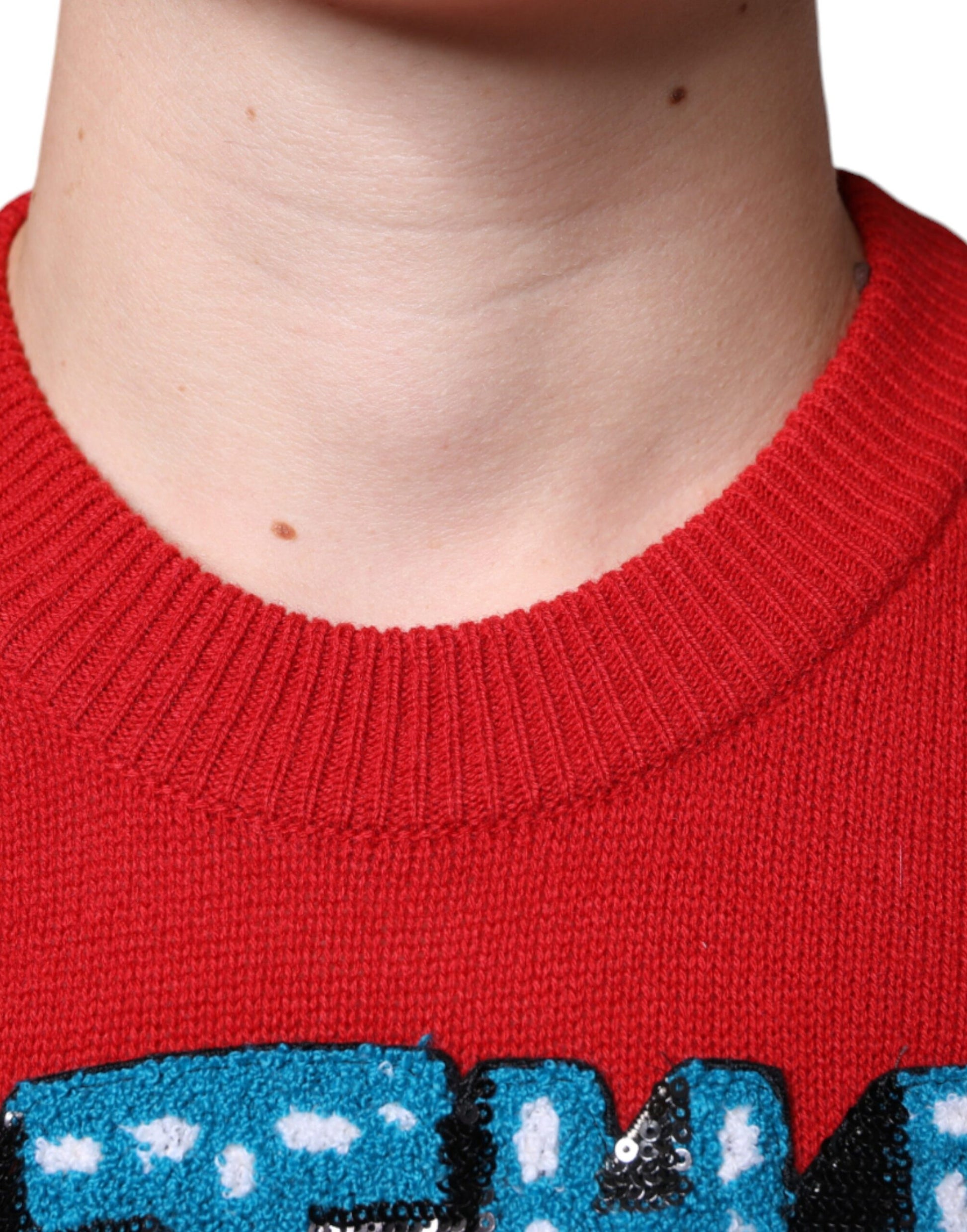 Dolce &amp; Gabbana Roter „I’m The King“-Sweatshirtpullover aus Wolle mit Rundhalsausschnitt