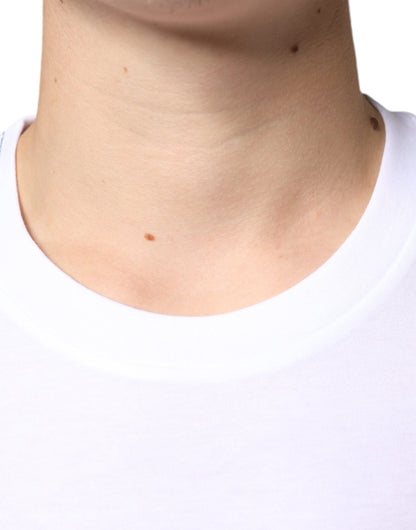 Dolce &amp; Gabbana – Kurzärmliges T-Shirt aus Baumwolle mit DG-Logo in Weiß