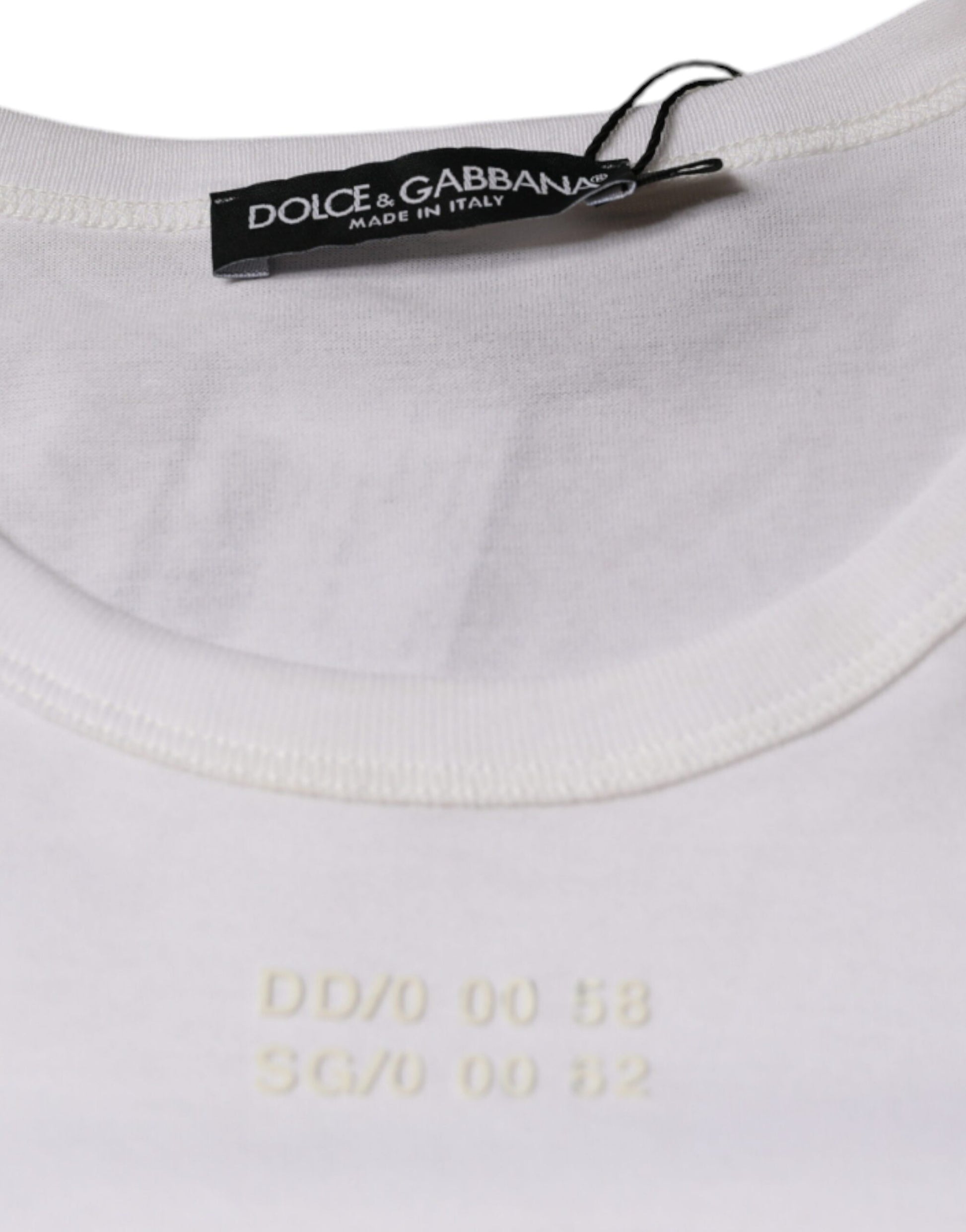 Dolce &amp; Gabbana – Weißes T-Shirt mit kurzen Ärmeln aus Baumwolle mit Tasche