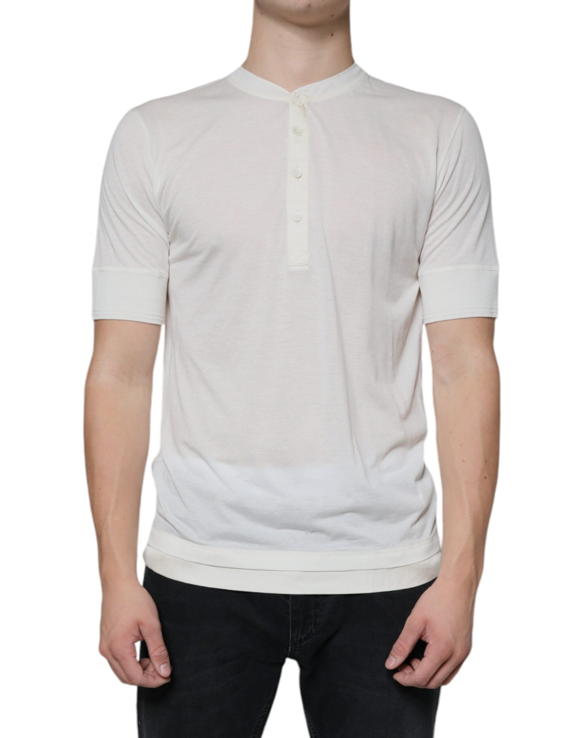 Dolce &amp; Gabbana – Kurzärmliges T-Shirt aus gebrochenem Weiß