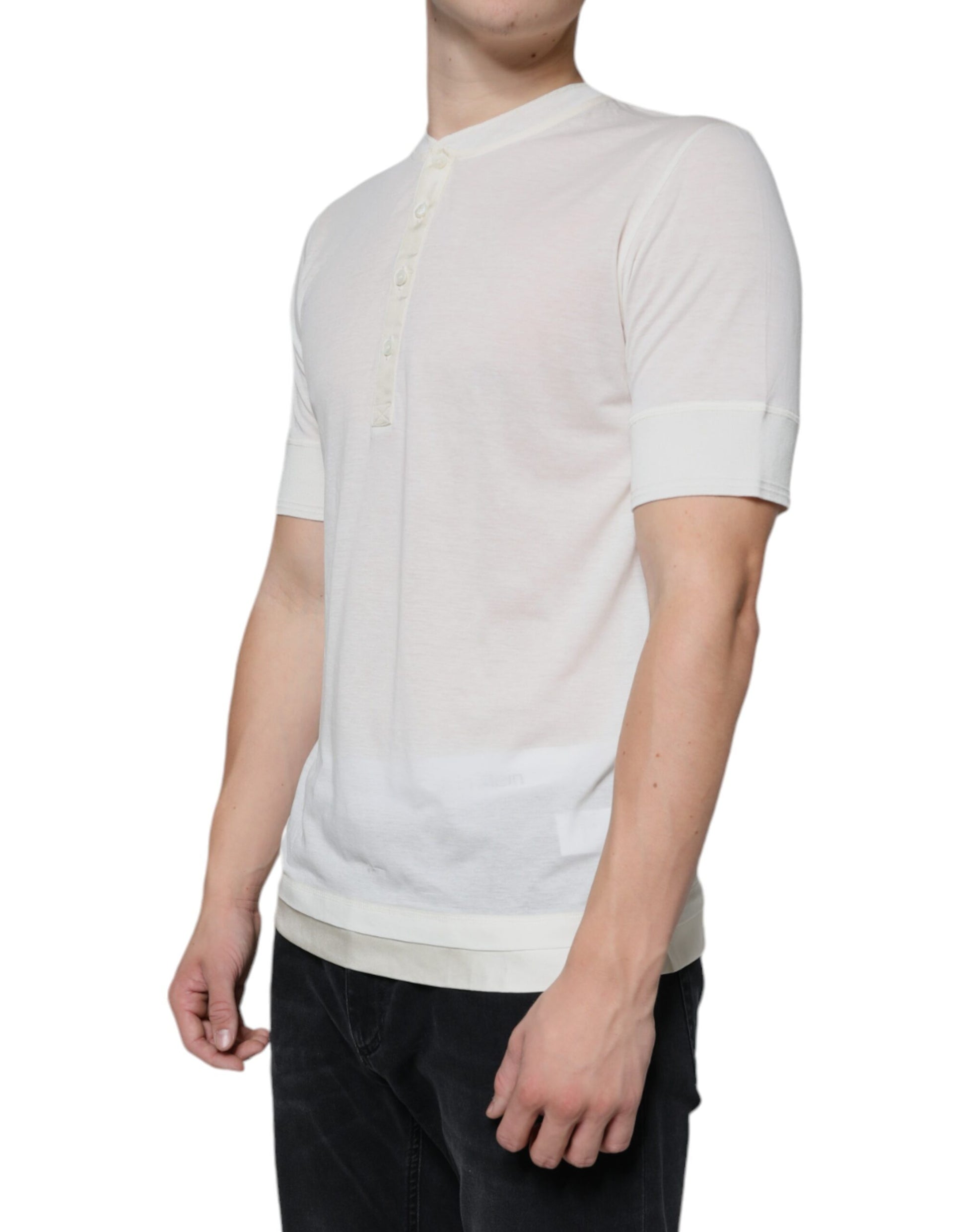 Dolce &amp; Gabbana – Kurzärmliges T-Shirt aus gebrochenem Weiß