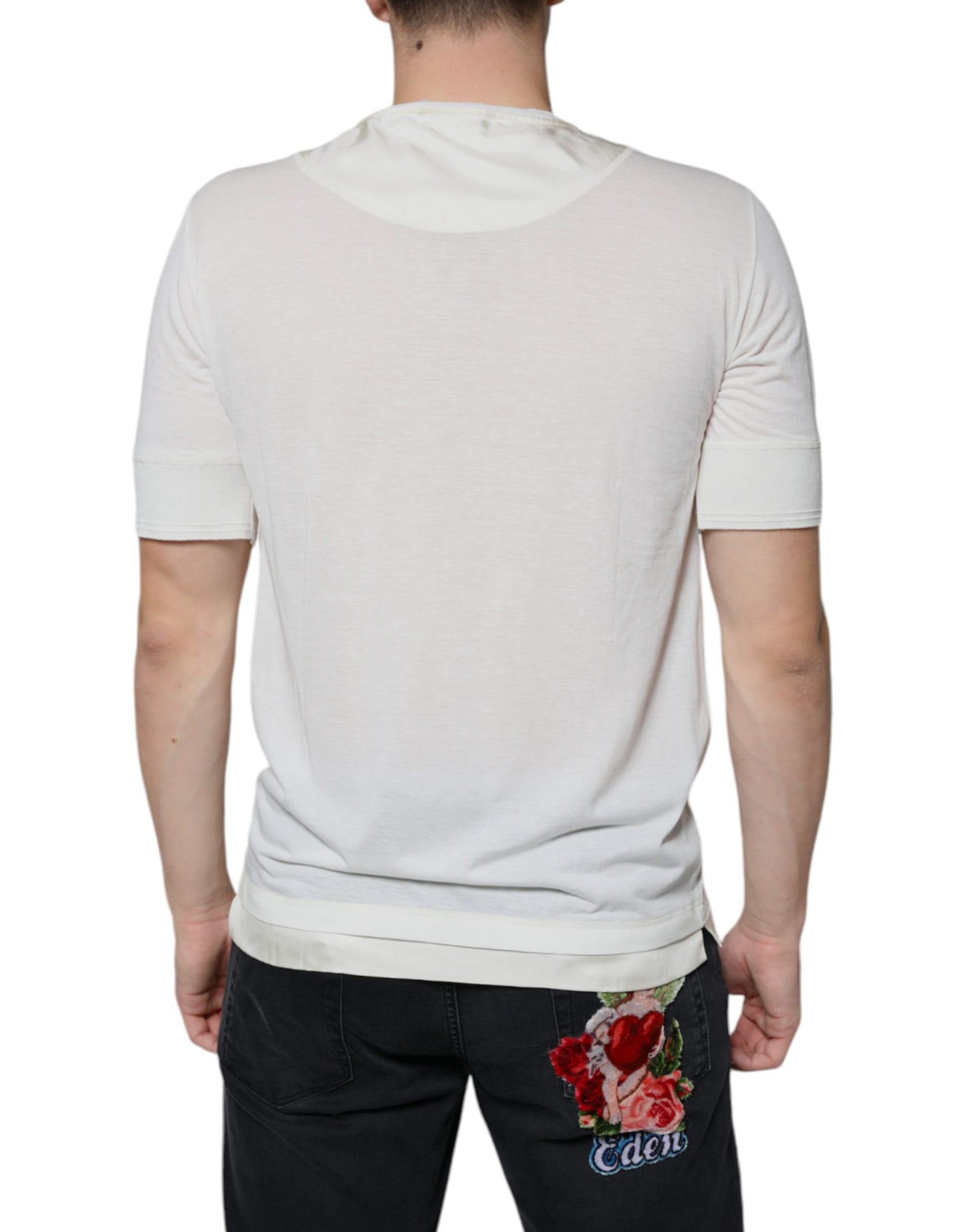 Dolce &amp; Gabbana – Kurzärmliges T-Shirt aus gebrochenem Weiß