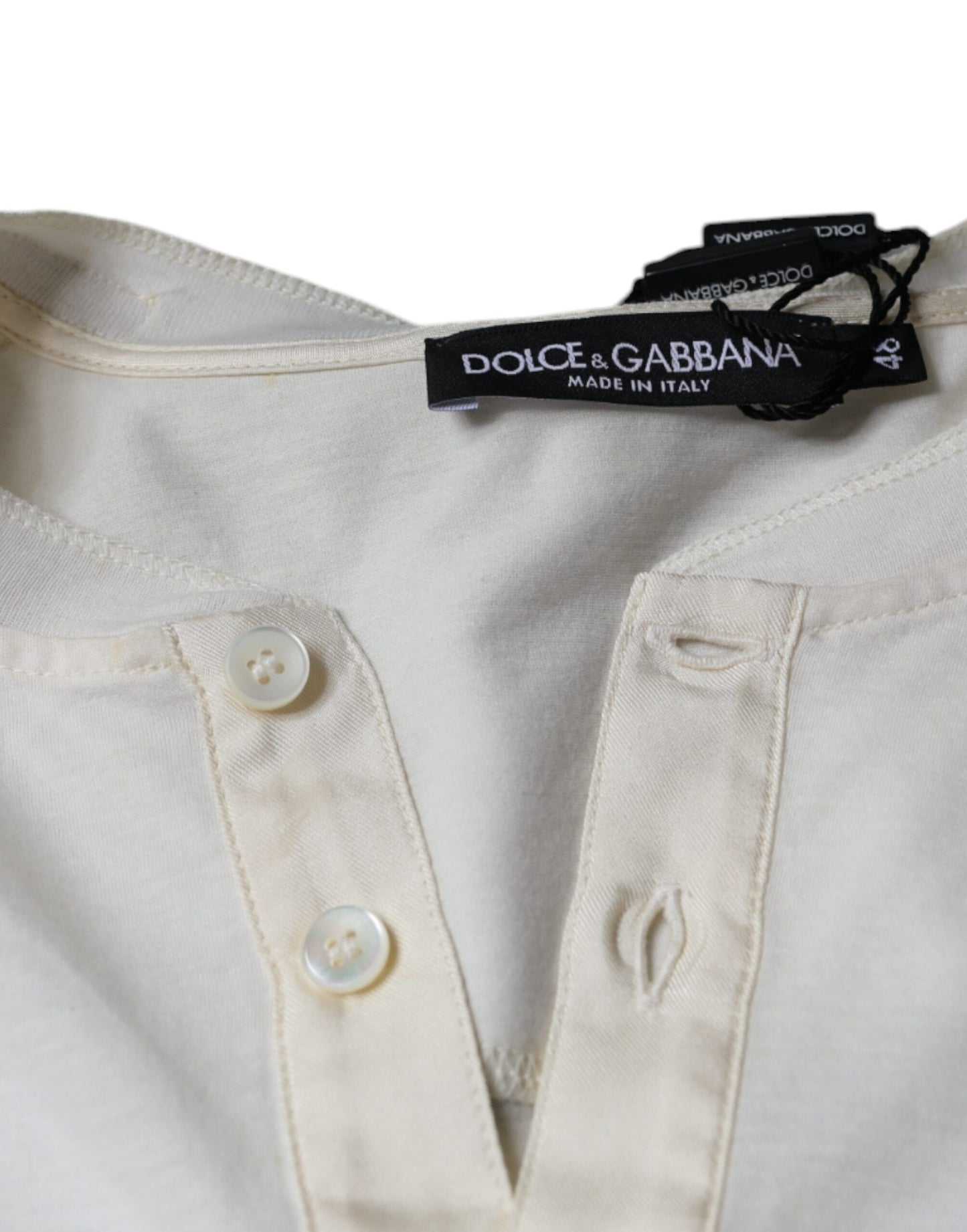 Dolce &amp; Gabbana – Kurzärmliges T-Shirt aus gebrochenem Weiß