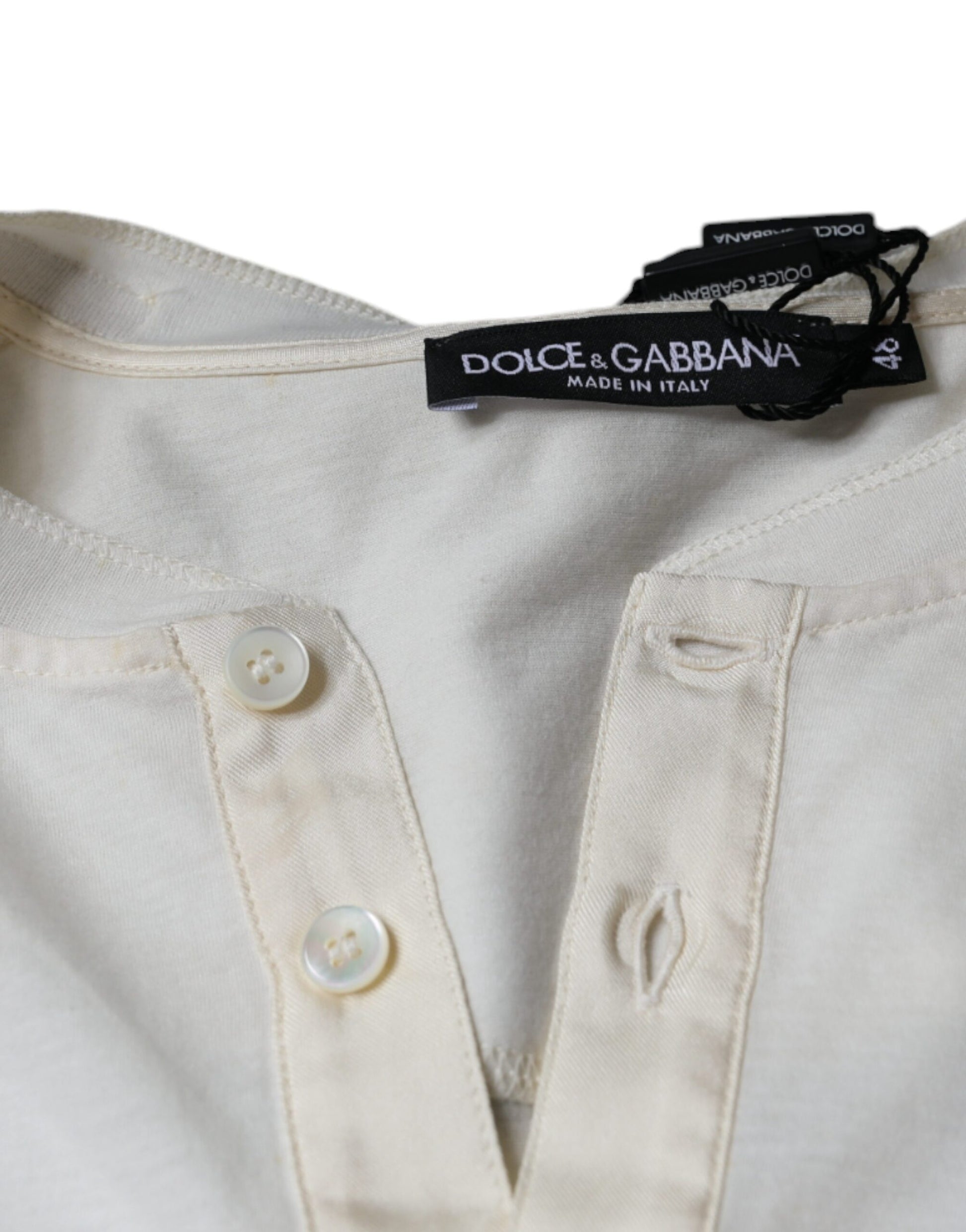 Dolce &amp; Gabbana – Kurzärmliges T-Shirt aus gebrochenem Weiß