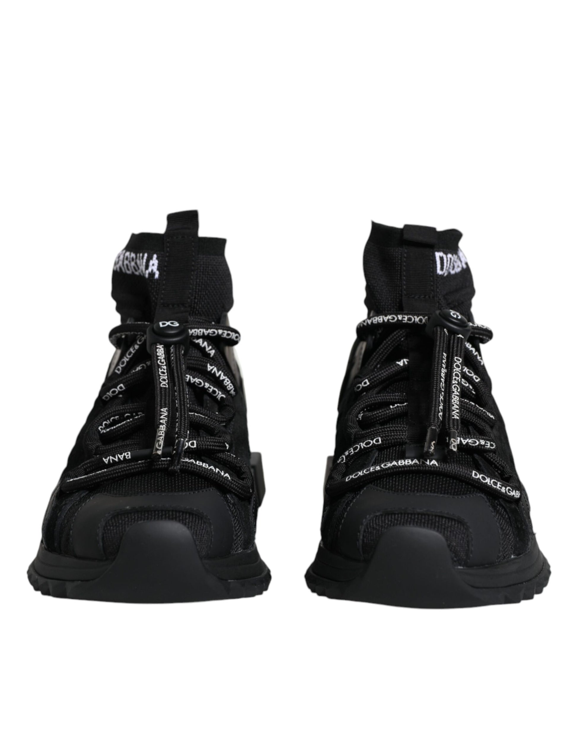 Dolce &amp; Gabbana Schwarze Sorrento Socken Logo Sneakers Schuhe
