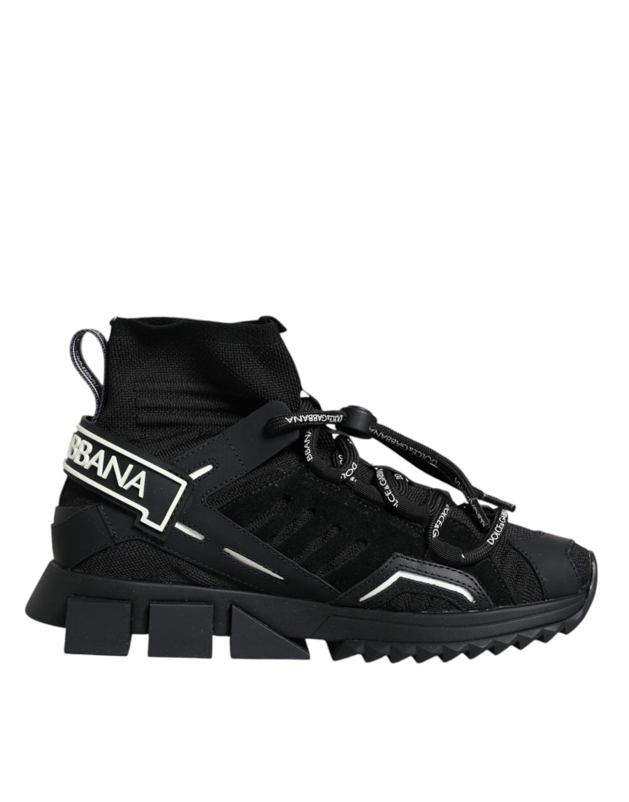 Dolce & Gabbana Schwarze Sorrento Socken Logo Sneakers Schuhe