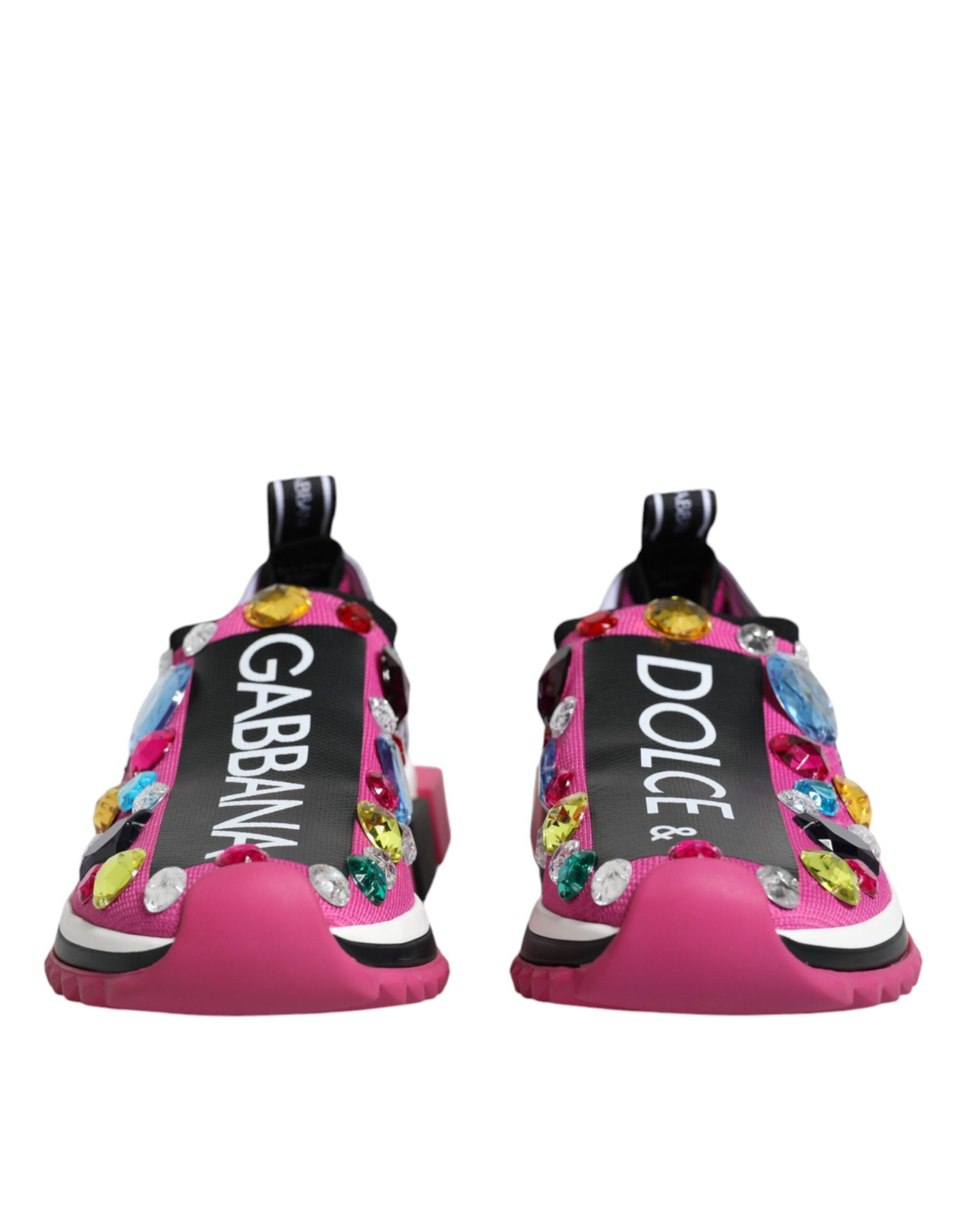 Dolce &amp; Gabbana Pink Sorrento Kristalle Low Top Sneakers Schuhe