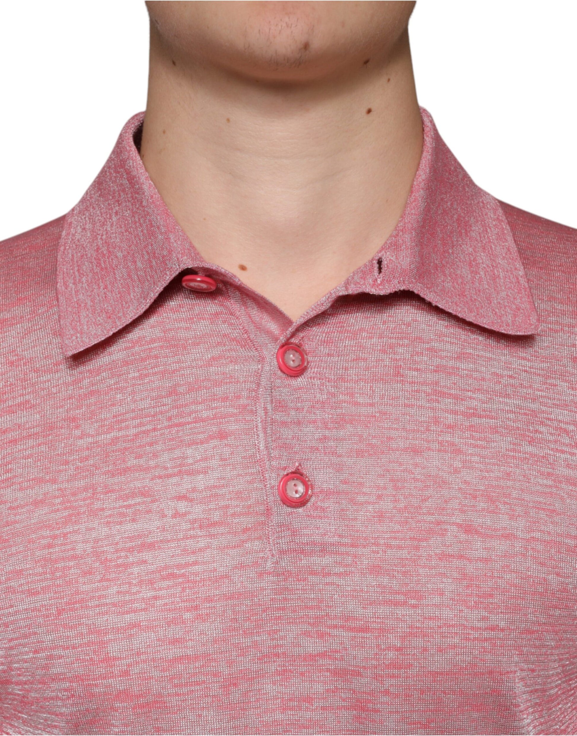 Dolce &amp; Gabbana – Rosafarbenes Poloshirt aus Polyester mit langen Ärmeln für Herren