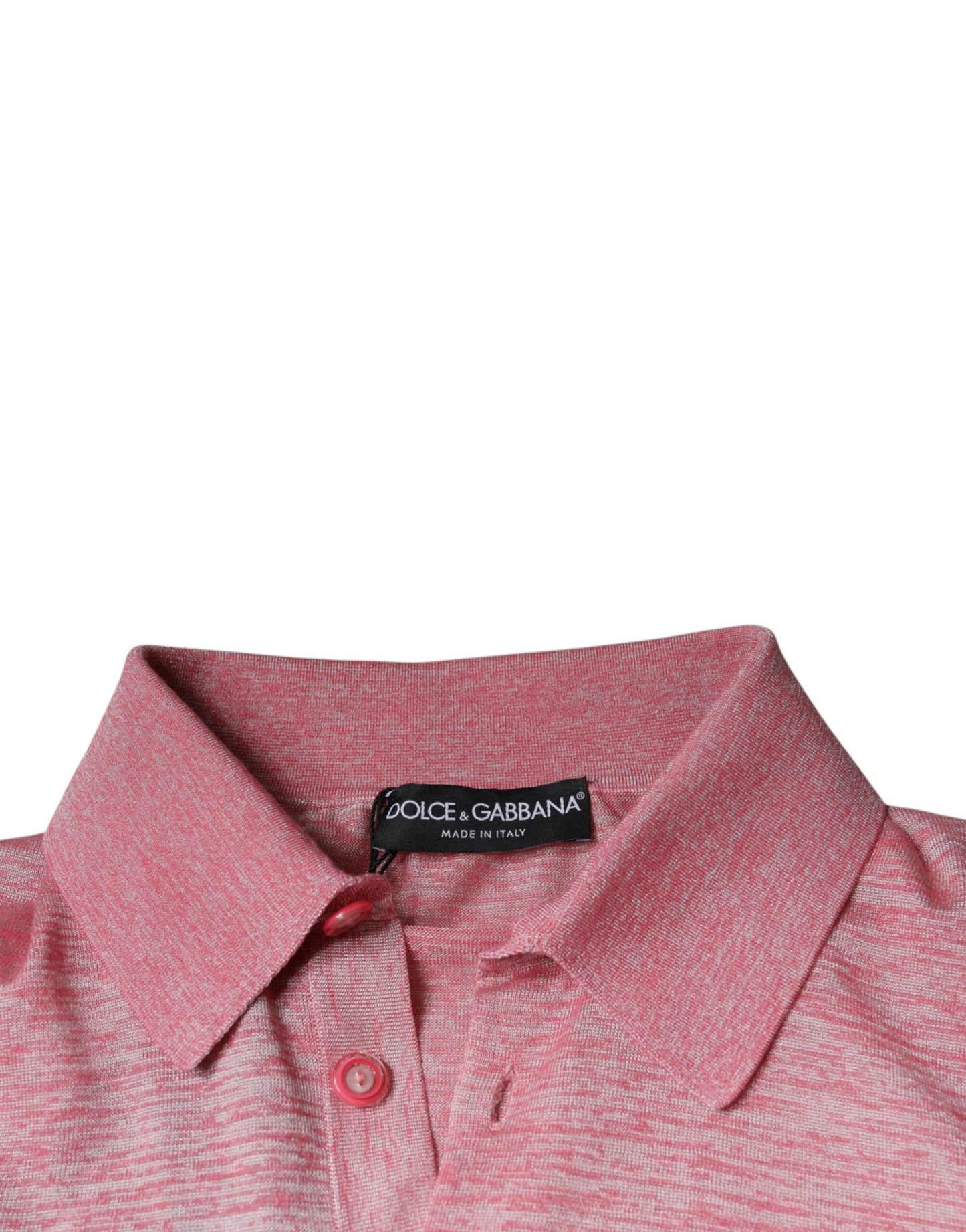Dolce &amp; Gabbana – Rosafarbenes Poloshirt aus Polyester mit langen Ärmeln für Herren