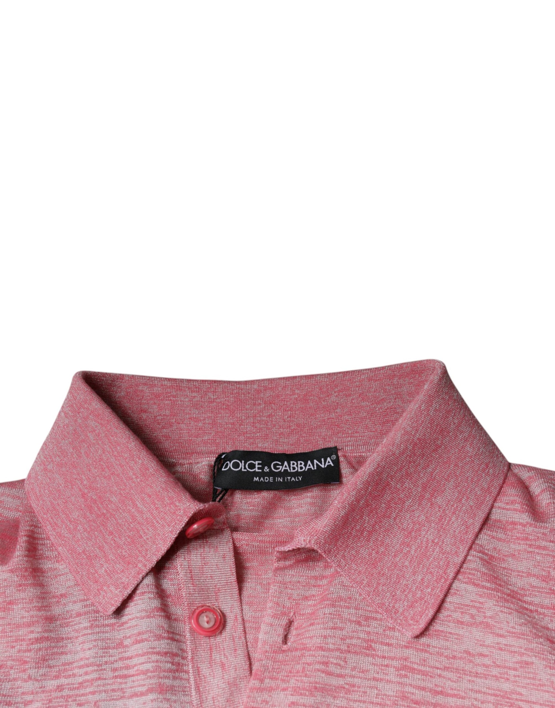 Dolce &amp; Gabbana – Rosafarbenes Poloshirt aus Polyester mit langen Ärmeln für Herren