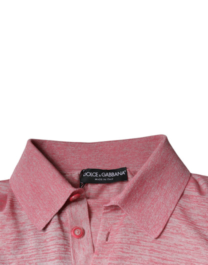 Dolce &amp; Gabbana – Rosafarbenes Poloshirt aus Polyester mit langen Ärmeln für Herren