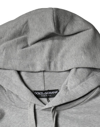 Dolce &amp; Gabbana Graues Baumwoll-Sweatshirt mit Logo und Kapuze