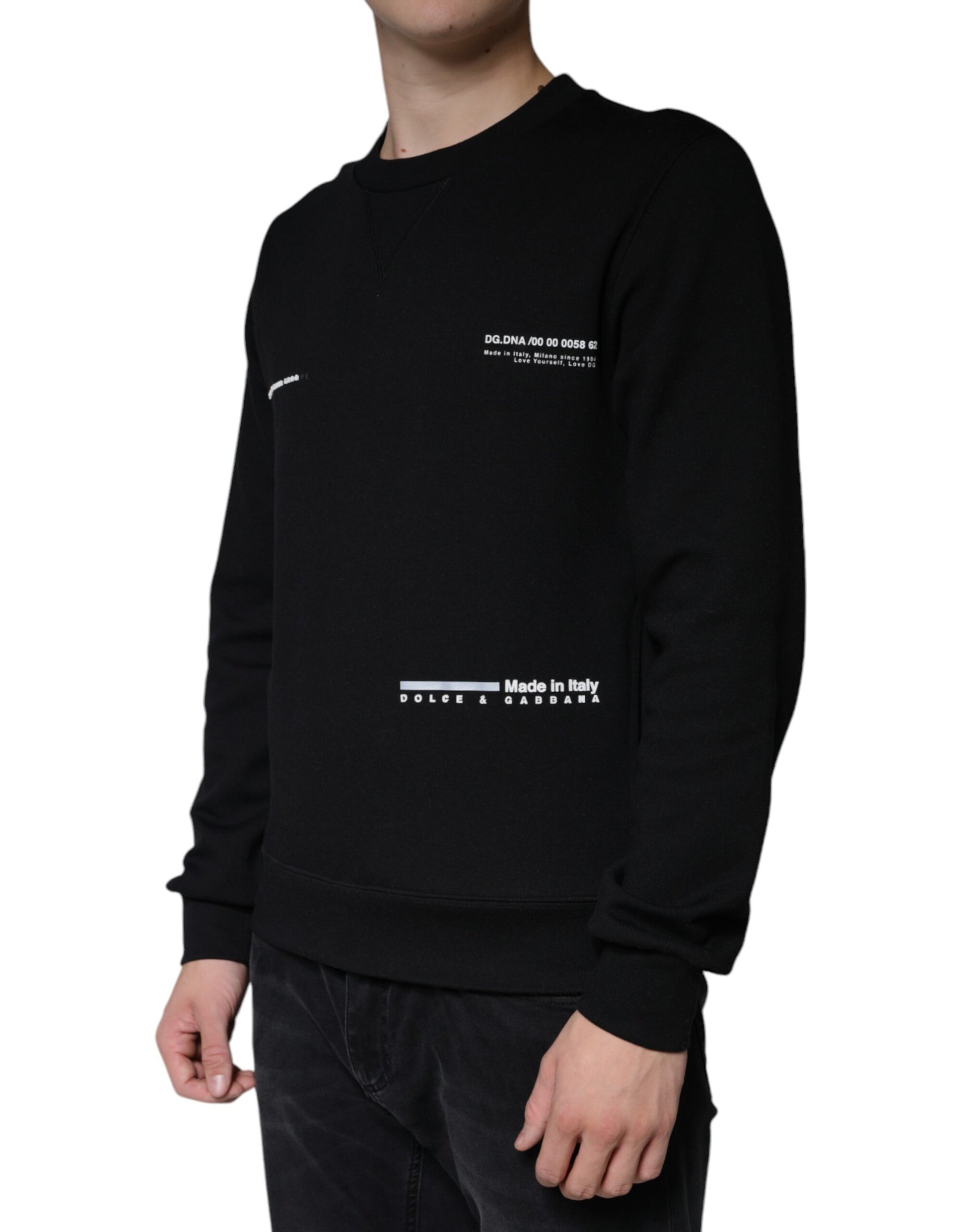 Dolce &amp; Gabbana – Schwarzes Sweatshirt mit Rundhalsausschnitt und Logo-Print