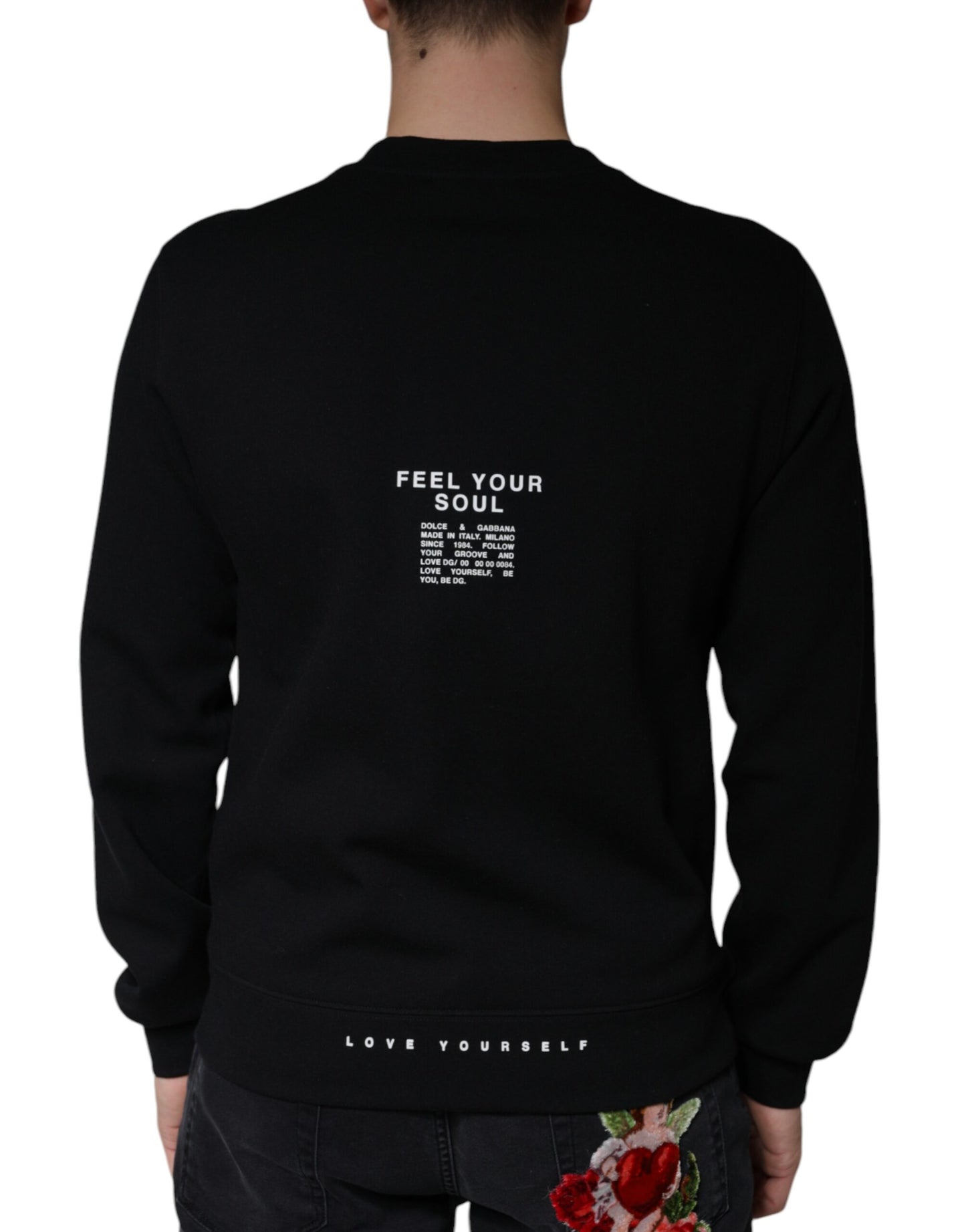 Dolce &amp; Gabbana – Schwarzes Sweatshirt mit Rundhalsausschnitt und Logo-Print