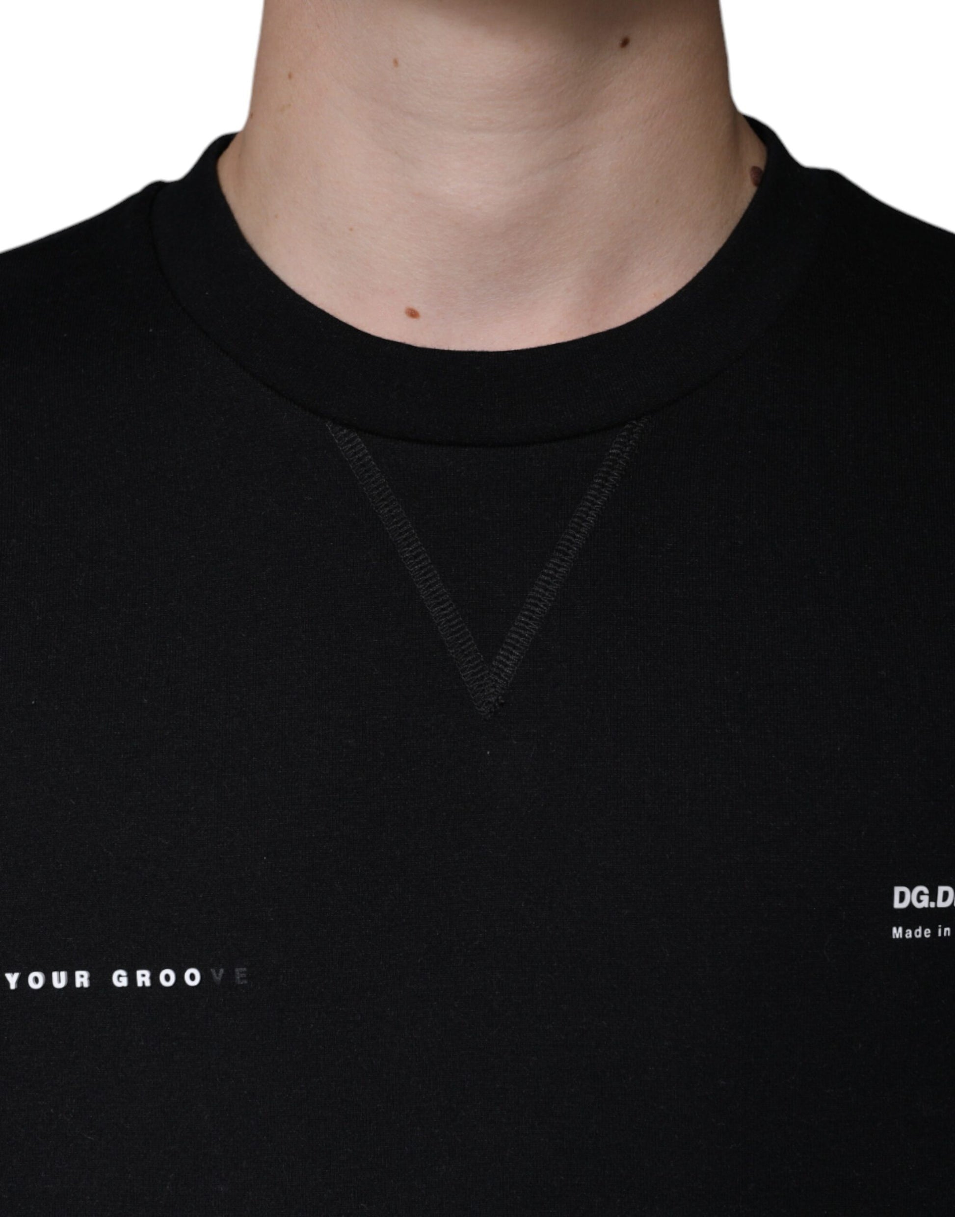 Dolce &amp; Gabbana – Schwarzes Sweatshirt mit Rundhalsausschnitt und Logo-Print
