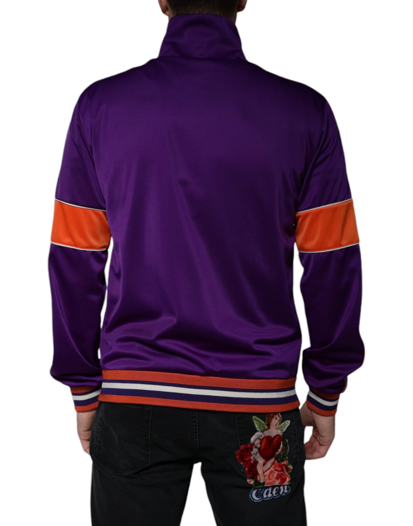Dolce &amp; Gabbana Lila Polyester Langarmpullover mit durchgehendem Reißverschluss