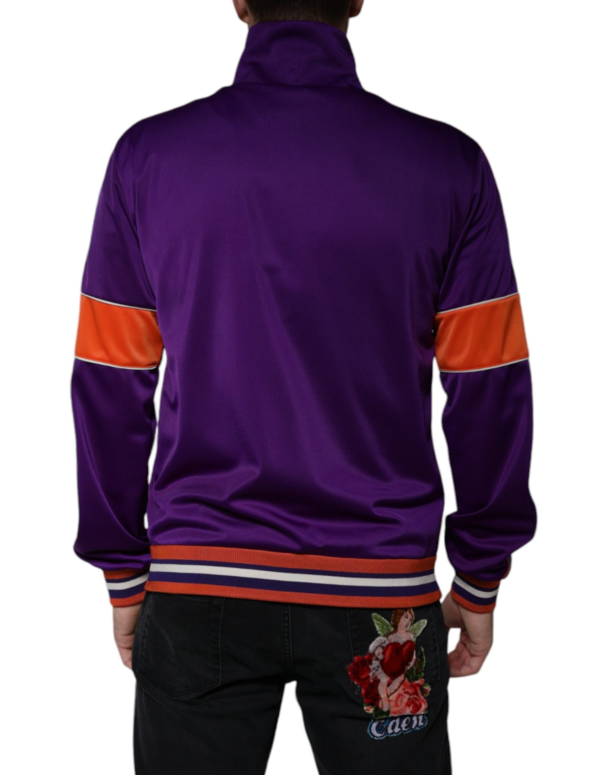 Dolce &amp; Gabbana Lila Polyester Langarmpullover mit durchgehendem Reißverschluss