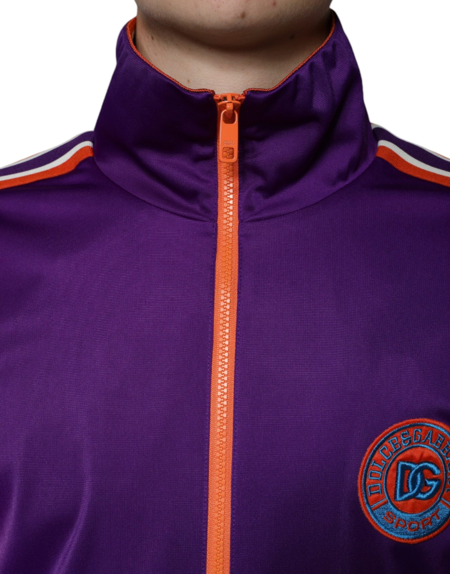 Dolce &amp; Gabbana Lila Polyester Langarmpullover mit durchgehendem Reißverschluss