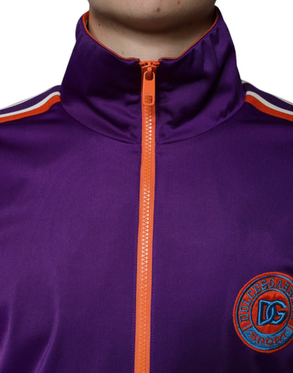 Dolce &amp; Gabbana Lila Polyester Langarmpullover mit durchgehendem Reißverschluss