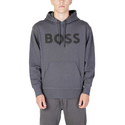 Hugo Boss – Grauer Kapuzenpullover aus Baumwolle