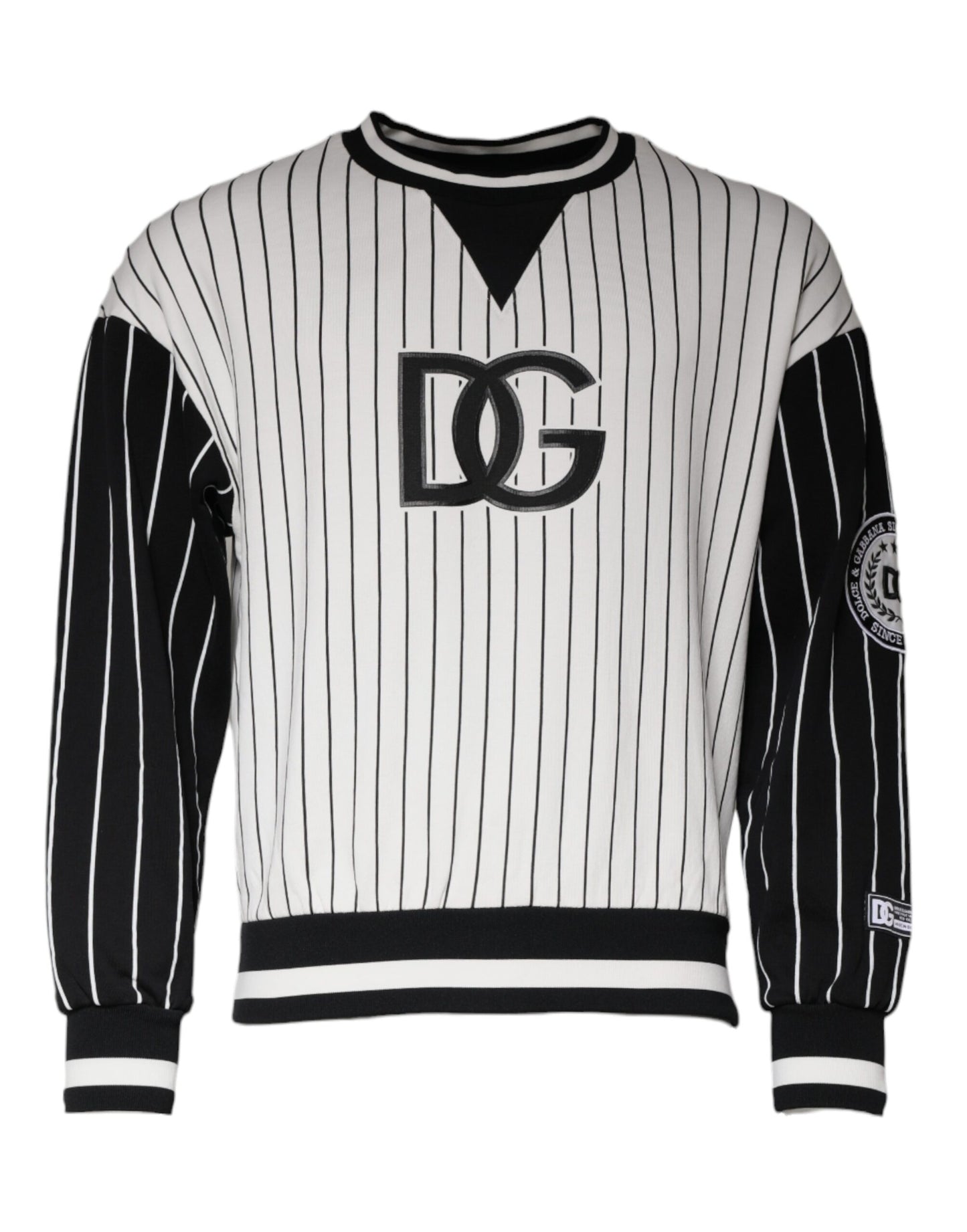 Dolce &amp; Gabbana – Sweatshirt mit Logo in Schwarz und Weiß mit Streifen